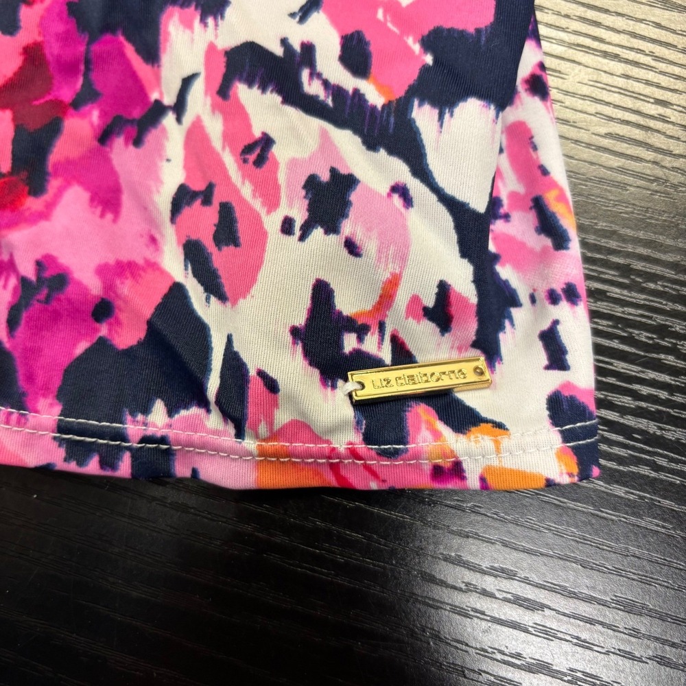 Liz Claiborne Swim Tankini Top Women's Size 10 Abstract Floral Pink Blue - Picture 2 of 4